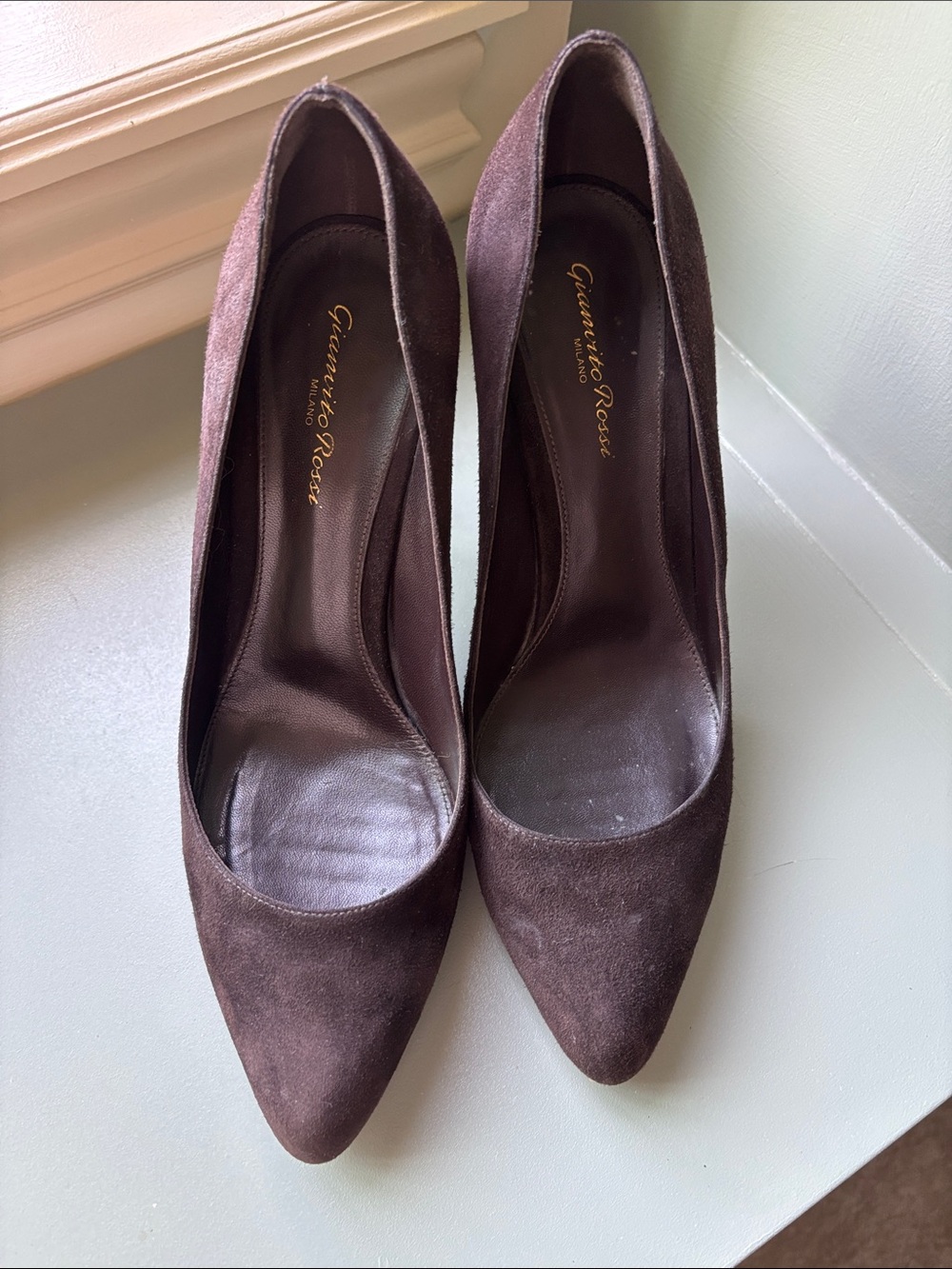Gianvito Rossi Dark Brown Suede Pointed-Toe Pumps